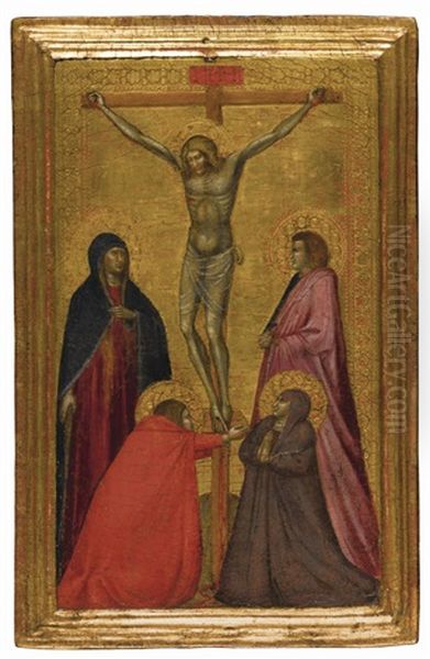 The Crucifixion With The Virgin, And Saints Mary Magdalene, John The Evangelist And A Franciscan Female Saint Oil Painting by Pietro Lorenzetti