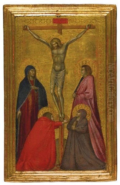 The Crucifixion With The Virgin, And Saints Mary Magdalene, John The Evangelist And A Franciscan Female Saint (collab. W/workshop) Oil Painting by Pietro Lorenzetti