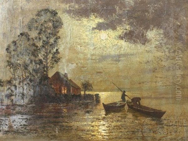 Fishermen In Moonlight by Ernst Hugo Lorenz-Morovana