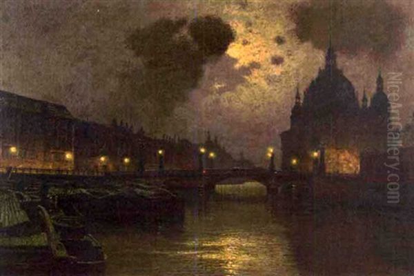 Schlosbrucke Berlin Oil Painting by Ernst Hugo Lorenz-Morovana