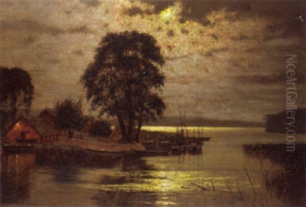 River Landscape by Ernst Hugo Lorenz-Morovana