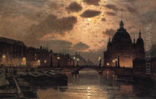 Parti Fra Berlin Med Domkirken Og Friedrichsbrucke Oil Painting by Ernst Hugo Lorenz-Morovana