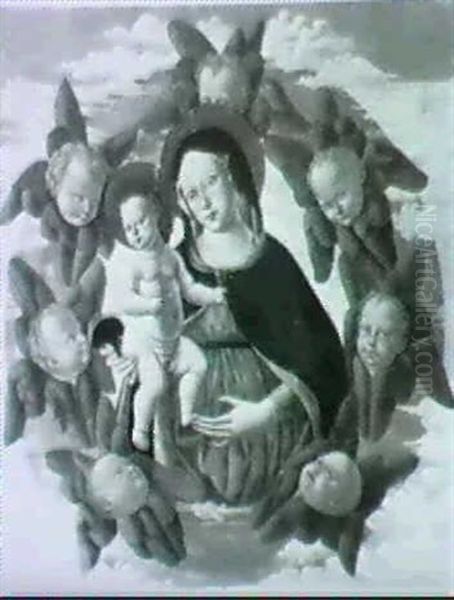 The Madonna And Child Surrounded By A Mandorla Of           Seraphim Oil Painting by Fiorenzo di Lorenzo