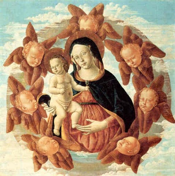 The Madonna And Child Surrounded By A Mandorla Of           Seraphim Oil Painting by Fiorenzo di Lorenzo