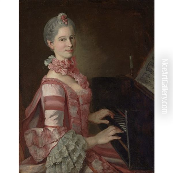 Portrait Of Marianna Martines At The Keyboard by Peter Anton Lorenzoni