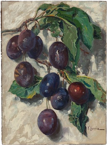 Plum Tree Branch Oil Painting by Vincenzo Loria