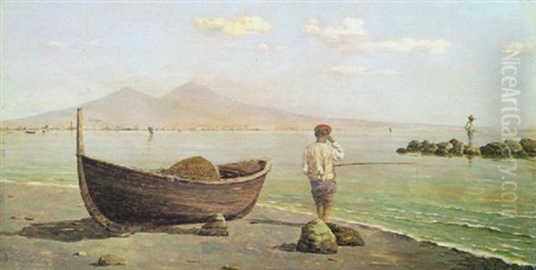 Pescatori A Riva Oil Painting by Vincenzo Loria