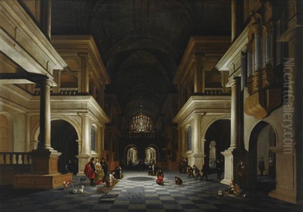 The Interior Of A Renaissance Style Church Oil Painting by Antonie de Lorme