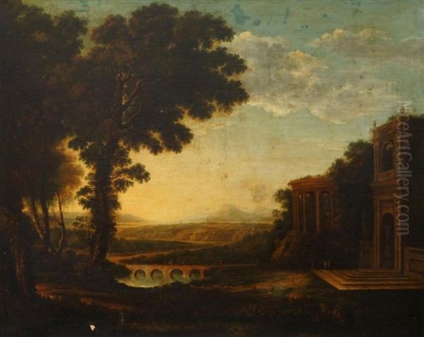 Landscape With The Father Of Psyche Sacrificing At The Milesian Temple Of Apollo Oil Painting by Claude Lorrain