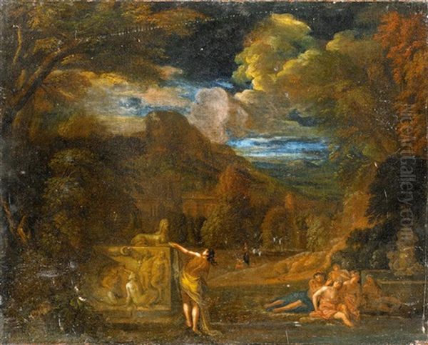 Antikisierende Parklandschaft Mit Mythologischer Szene Oil Painting by Claude Lorrain