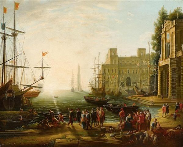 A Harbor Scene Oil Painting by Claude Lorrain