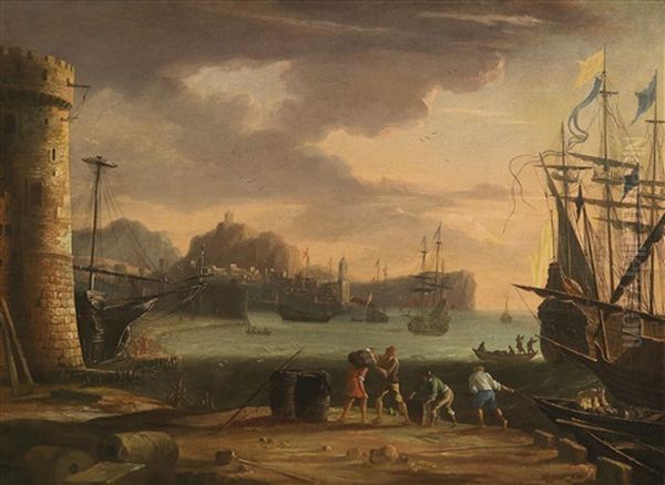 A Southern Seaport Oil Painting by Claude Lorrain