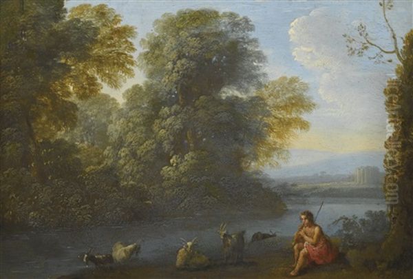 Paysage Italianisant Avec Un Jeune Berger Jouant De La Flute Oil Painting by Claude Lorrain