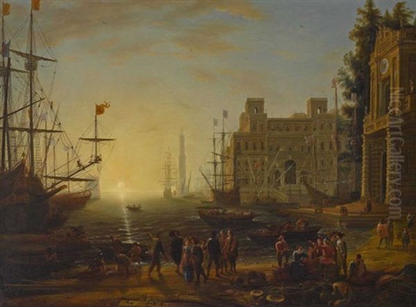 Hafen Mit Der Villa Medici Oil Painting by Claude Lorrain