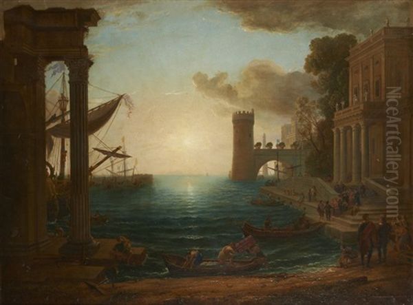 Le Vaisseau De La Reine De Sabbah Oil Painting by Claude Lorrain