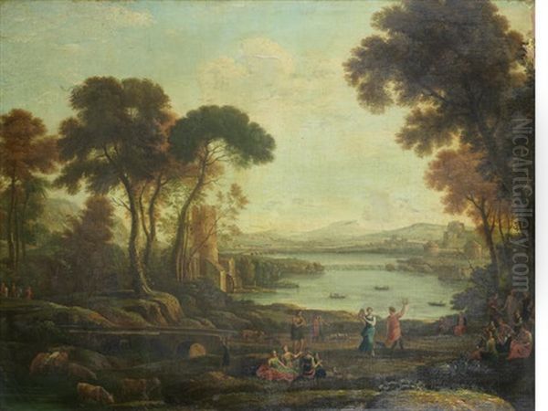 Landscape With The Marriage Of Isaac And Rebecca Oil Painting by Claude Lorrain