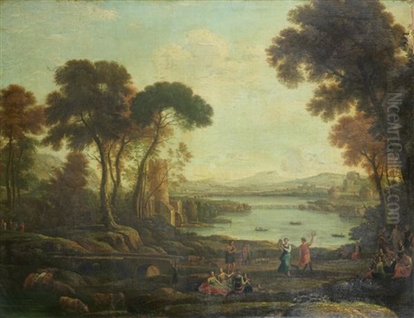 Landscape With The Marriage Of Isaac And Rebecca Oil Painting by Claude Lorrain