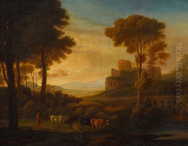 Sudliche Ideallandschaft Oil Painting by Claude Lorrain