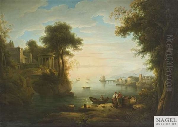 Italienisierende Hafenlandschaft Im Fruhen Morgenlicht by Claude Lorrain