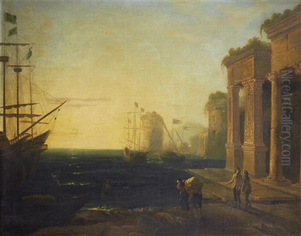 Harbour Scene Oil Painting by Claude Lorrain