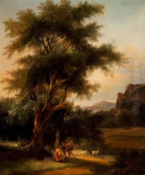 Shepherds At The Shrine Of Artemis Oil Painting by Claude Lorrain