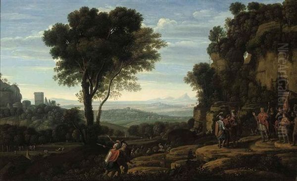 Landscape With David At The Cave Of Adullam Oil Painting by Claude Lorrain