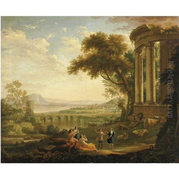 Paesaggio Con Satiro E Ninfa Oil Painting by Claude Lorrain