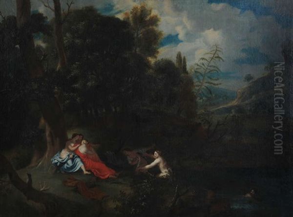 Paysage Anime De La Deesse Diane Et Des Nymphes Oil Painting by Claude Lorrain