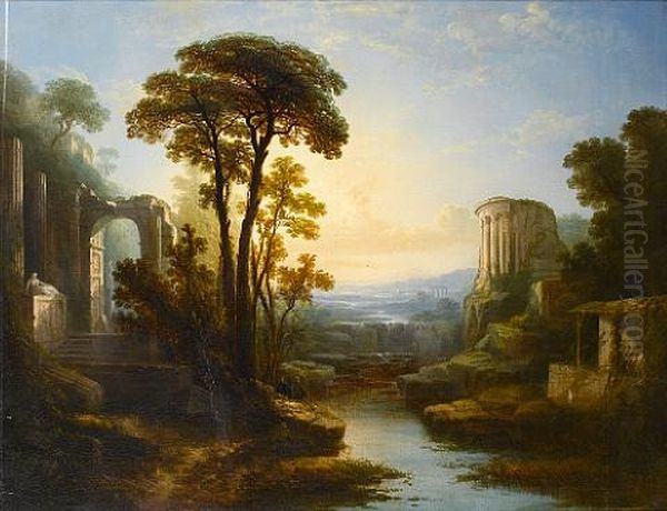 An Extensive Italianate Landscape Oil Painting by Claude Lorrain