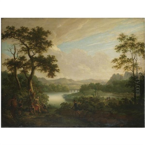 A Classical Landscape With A General Being Tended By Soldiers Oil Painting by Claude Lorrain