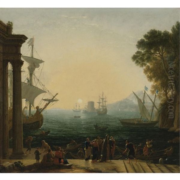 The Embarkation Of Saint Paula Oil Painting by Claude Lorrain