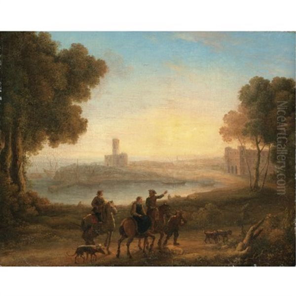 A Classical Landscape With Figures In The Foreground Oil Painting by Claude Lorrain