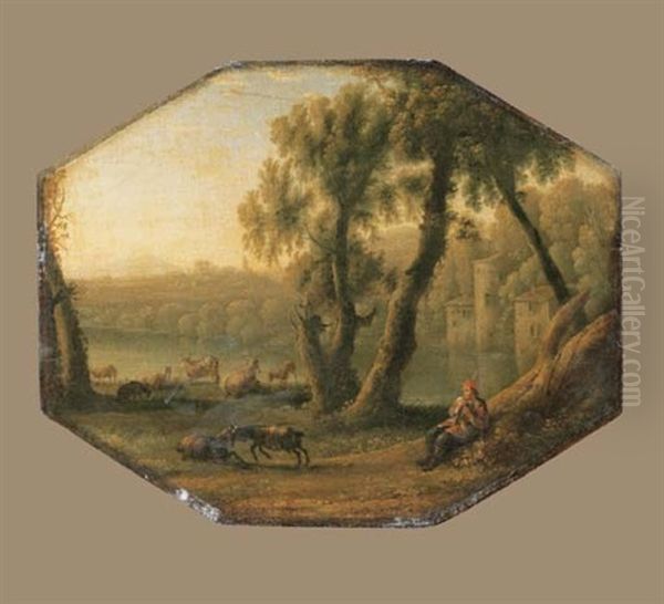 A Pastoral Landscape Oil Painting by Claude Lorrain