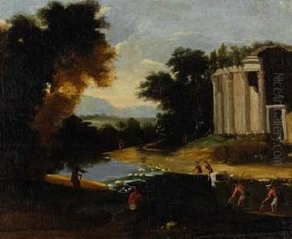 Antikisierende Landschaft Mit Figurenstaffage Oil Painting by Claude Lorrain