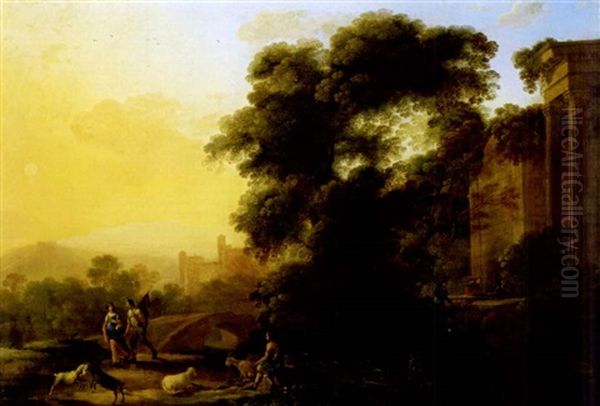 Arkadische Landschaft Mit Figurenstaffage Oil Painting by Claude Lorrain