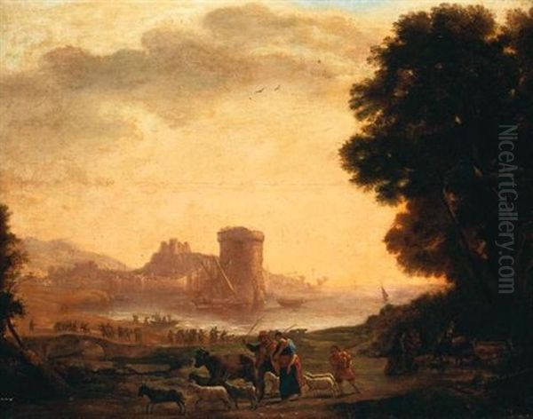 Paesaggio Con Pastori Oil Painting by Claude Lorrain