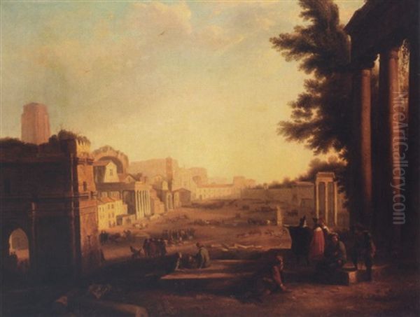 Rome, A View Of The Campo Vaccino Oil Painting by Claude Lorrain