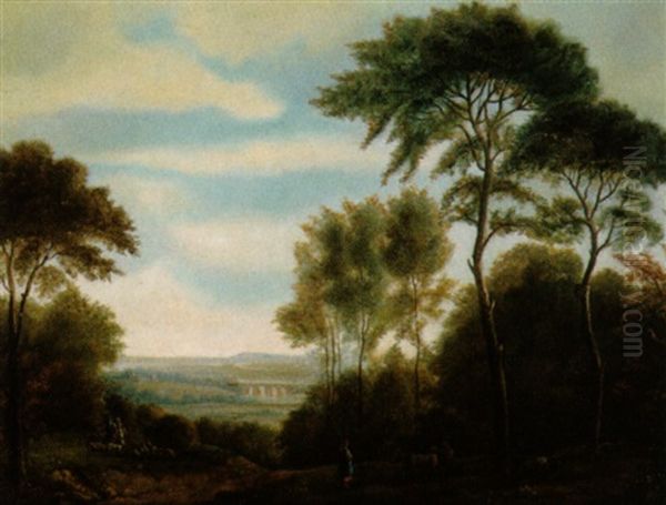 Blick Auf Die Milvische Brucke (pons Milvius) Vor Den Toren Roms Oil Painting by Claude Lorrain