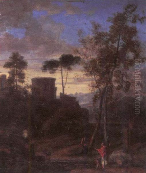 A Classical Landscape With Figures Oil Painting by Claude Lorrain