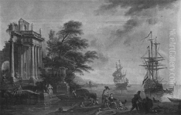 Sudlicher Seehafen Mit Ruinen Und Figurenstaffage Oil Painting by Claude Lorrain