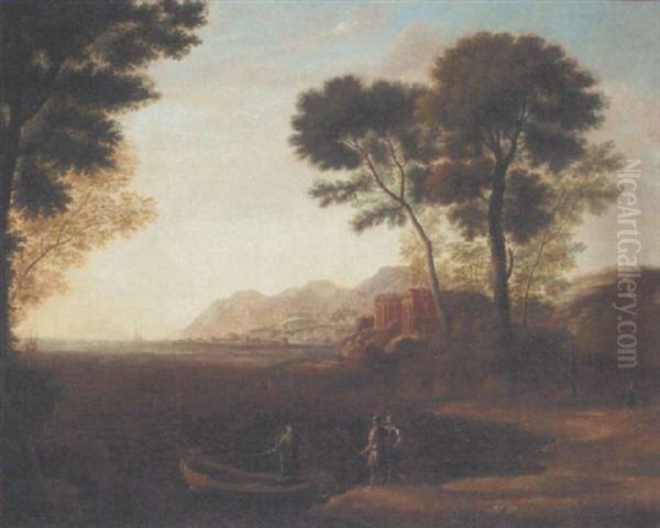 A Coastal Inlet With The Embarkation Of Carlo And Ubaldo Oil Painting by Claude Lorrain