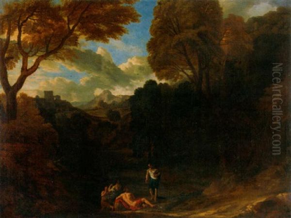 Landschaft Mit Figuren Vor Einer Ruine Oil Painting by Claude Lorrain