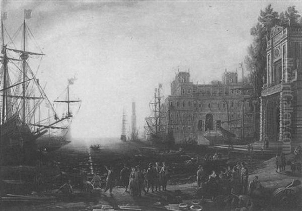 A Seaport With The Villa Medici Oil Painting by Claude Lorrain