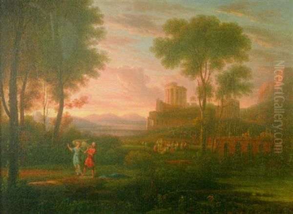 An Angel Leading A Figure From The Ruins Oil Painting by Claude Lorrain