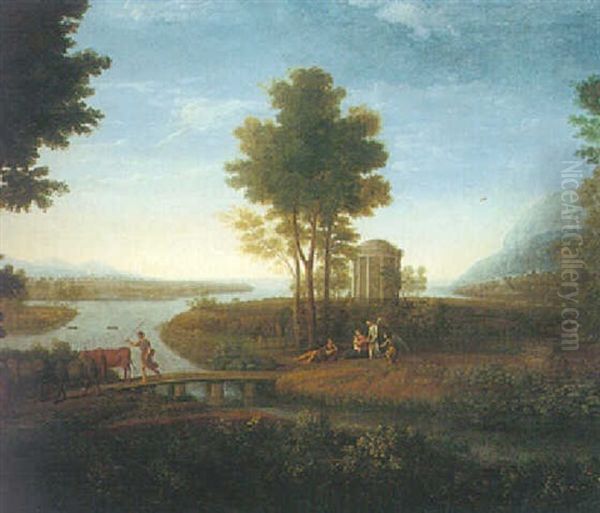 A Classical River Landscape With The Rest On The Flight To Egypt Oil Painting by Claude Lorrain