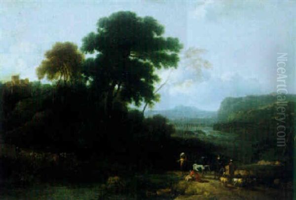 Classical Landscape With Herders Oil Painting by Claude Lorrain