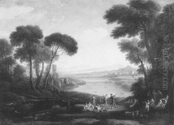 Landscape With Pastoral Figures Oil Painting by Claude Lorrain