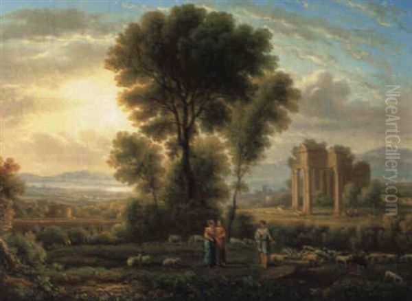 Klassische Landschaft Mit Ruinen Und Figuren Oil Painting by Claude Lorrain