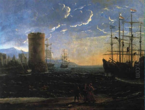 Hafen Bei Sonnenuntergang Oil Painting by Claude Lorrain