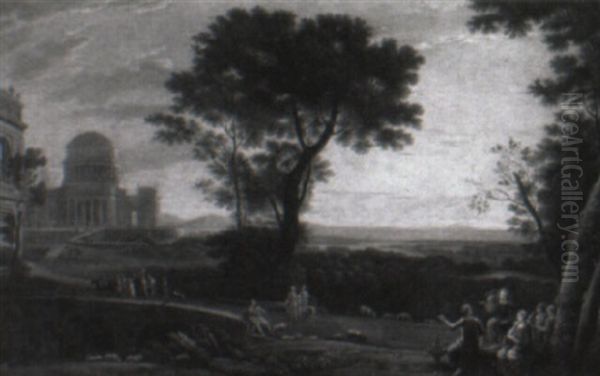 Arcadian Landscape With A Shepherd, Nymphs And Other Figures Oil Painting by Claude Lorrain